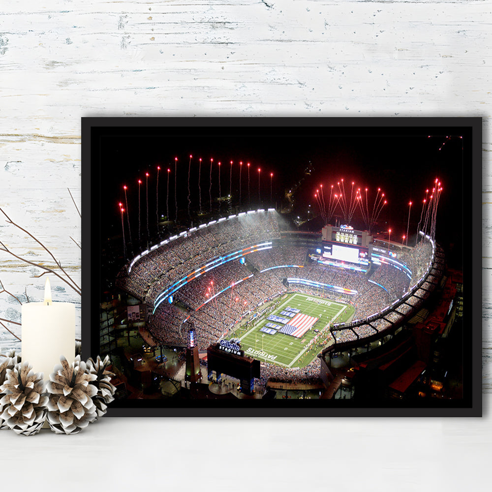Green Power Gillette Stadium, Stadium Canvas, Sport Art, Framed Canvas Print Wall Art, Floating Frame