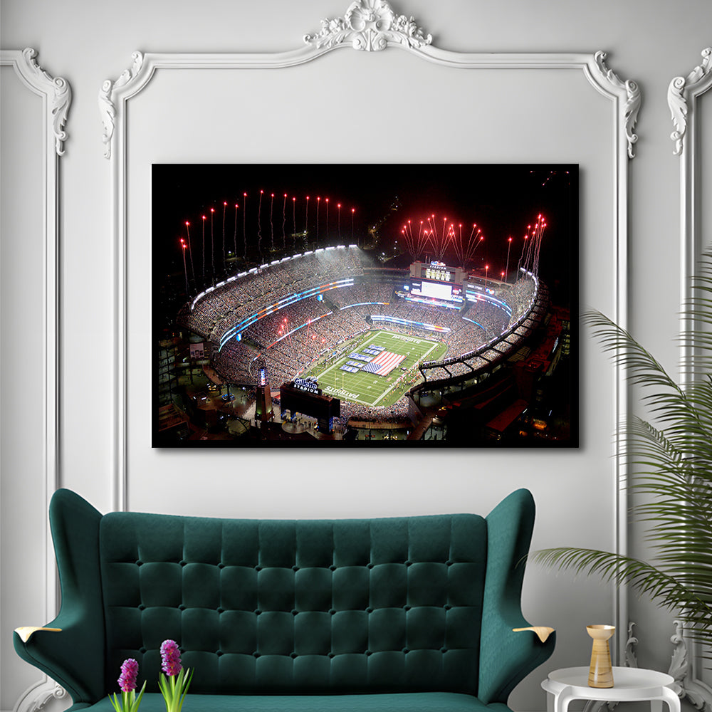 Green Power Gillette Stadium, Stadium Canvas, Sport Art, Gift for him, Framed Art Print Wall Decor, Picture Framed