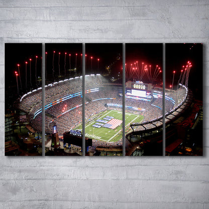 Green Power Gillette Stadium, Stadium Canvas, Sport Art, 5 Panel B, Extra Large Canvas, Canvas Print Wall Art