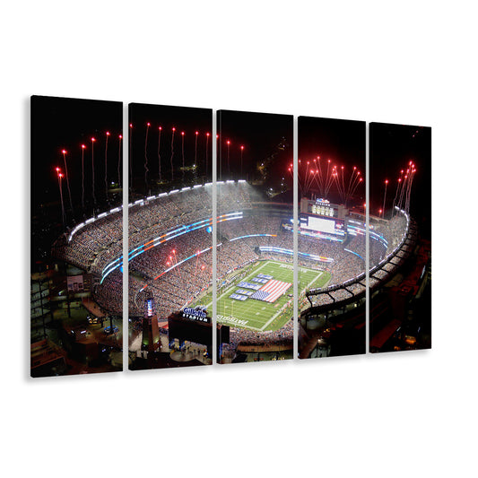 Green Power Gillette Stadium, Stadium Canvas, Sport Art, 5 Panel B, Extra Large Canvas, Canvas Print Wall Art