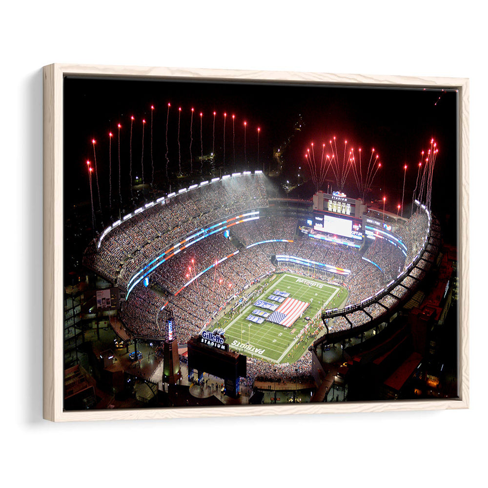 Green Power Gillette Stadium, Stadium Canvas, Sport Art, Framed Canvas Print Wall Art, Floating Frame