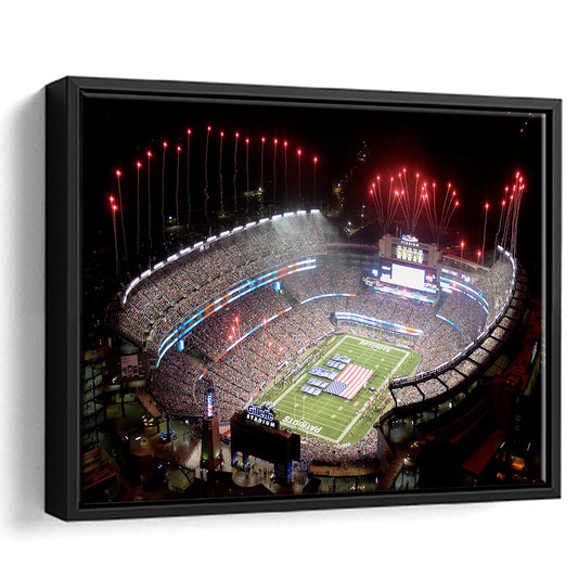 Green Power Gillette Stadium, Stadium Canvas, Sport Art, Framed Canvas Print Wall Art, Floating Frame