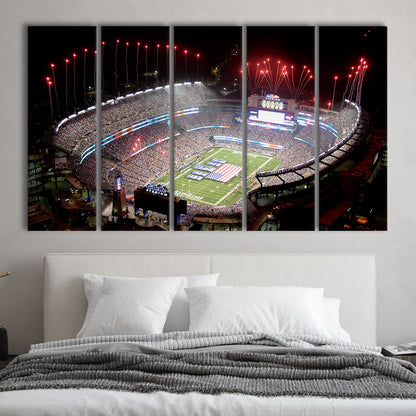 Green Power Gillette Stadium, Stadium Canvas, Sport Art, 5 Panel B, Extra Large Canvas, Canvas Print Wall Art