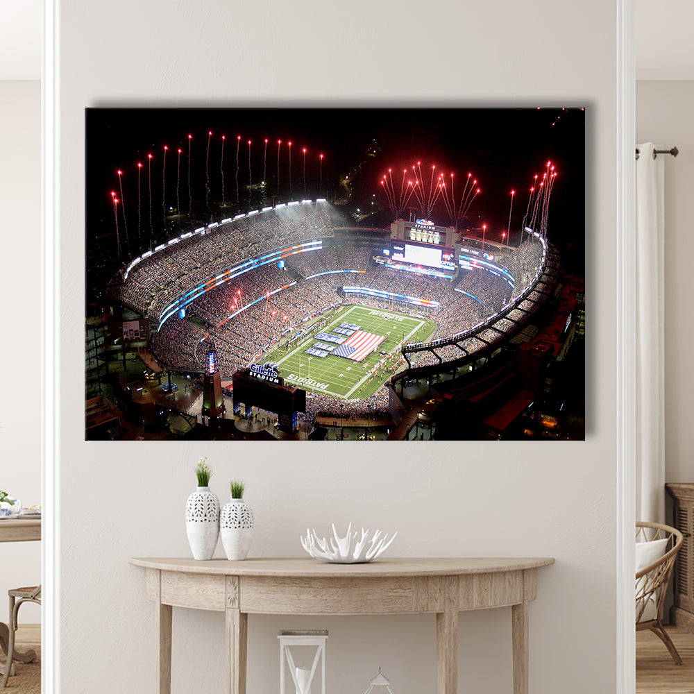 Green Power Gillette Stadium, Stadium Canvas, Sport Art, Gift for him, Man Cave Decor, Art Print, Canvas Print Wall Art