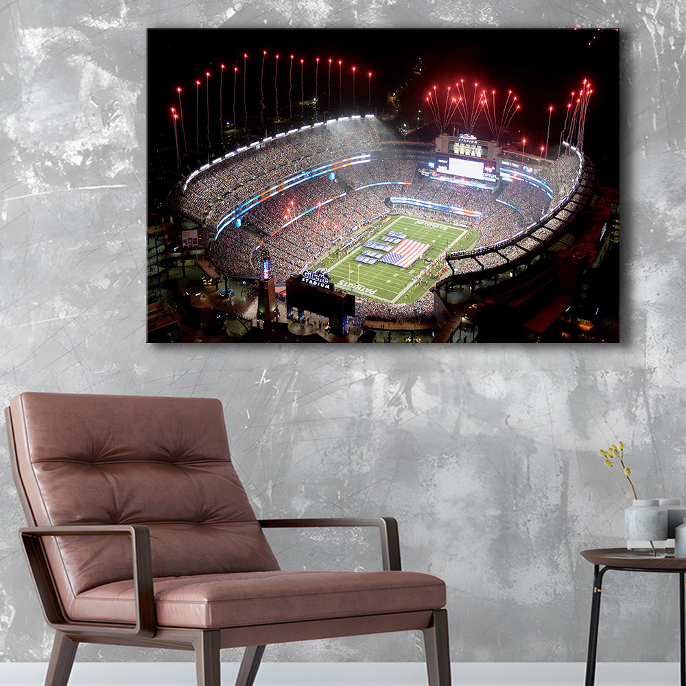 Green Power Gillette Stadium, Stadium Canvas, Sport Art, Gift for him, Man Cave Decor, Art Print, Canvas Print Wall Art
