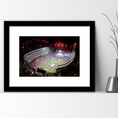 Green Power Gillette Stadium, Stadium Canvas, Sport Art, Gift for him, White Border Framed Art Print Wall Decor