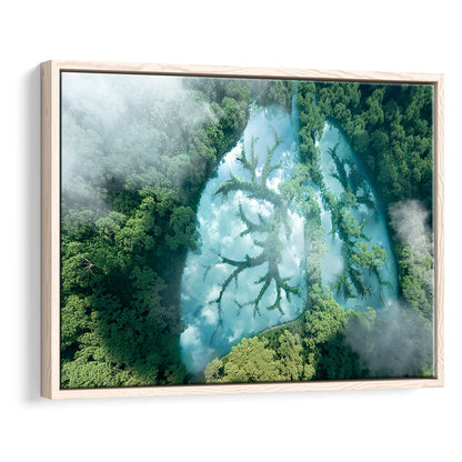 Green Forest Of Planet Earth Forest Art Panel Set Nature Earth Forest Landscape, Framed Canvas Print Wall Art, Floating Frame