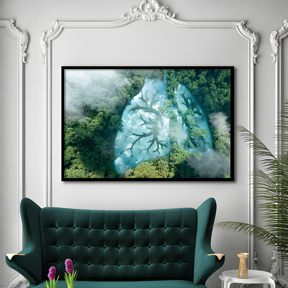 Green forest of planet Earth Forest art panel set Nature Earth Forest landscape, Framed Art Print Wall Decor, Picture Framed