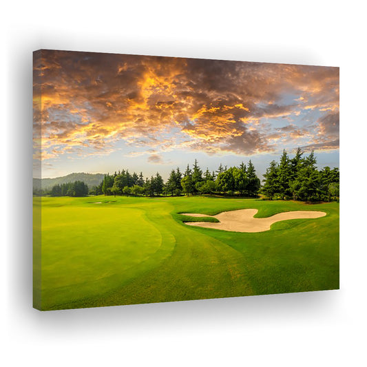 Green Grass And Woods On A Golf Field, Golf Art Print,Gifts Golf Lover