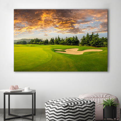 Green Grass And Woods On A Golf Field, Golf Art Print,Gifts Golf Lover