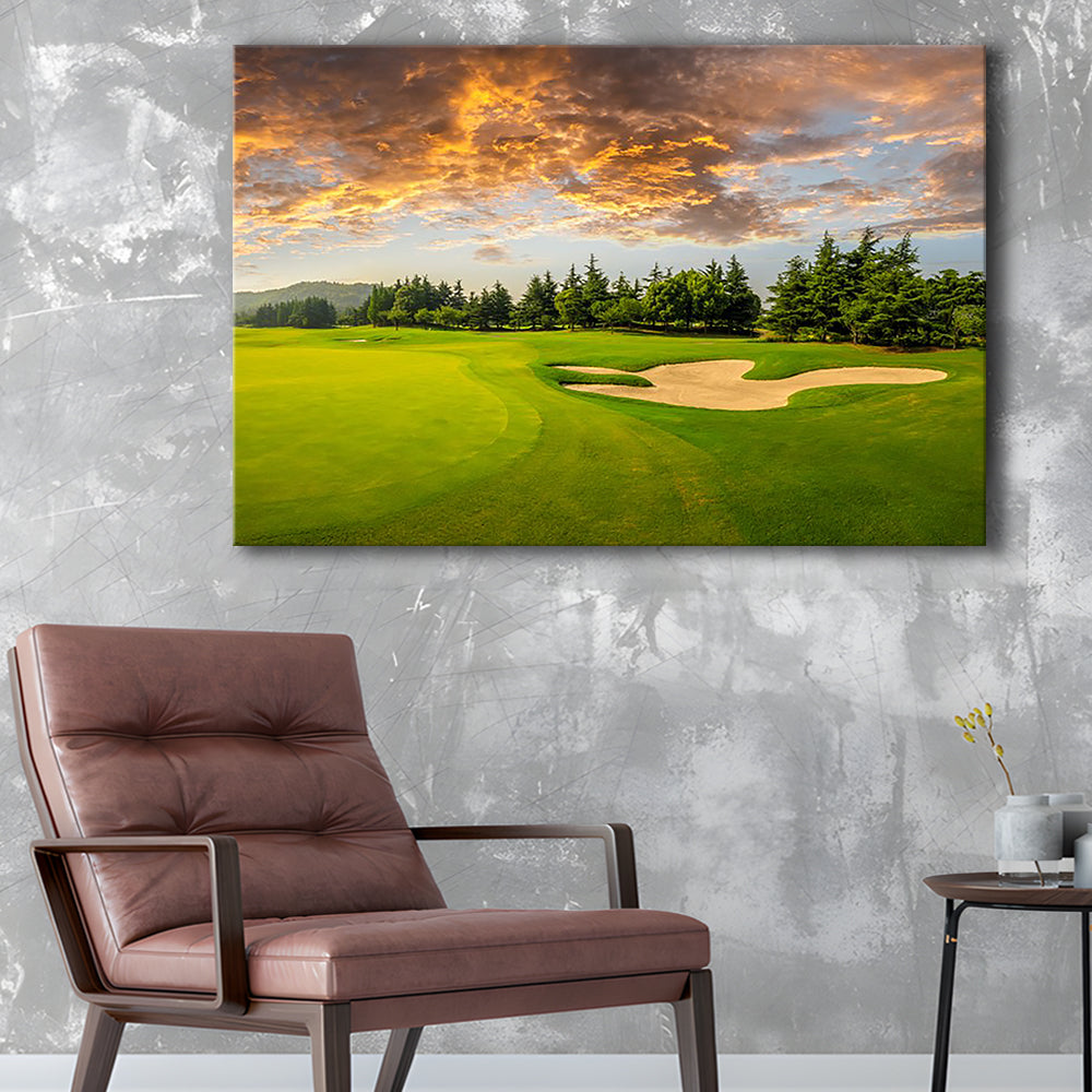 Green Grass And Woods On A Golf Field, Golf Art Print,Gifts Golf Lover