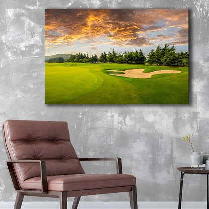 Green Grass And Woods On A Golf Field, Golf Art Print,Gifts Golf Lover