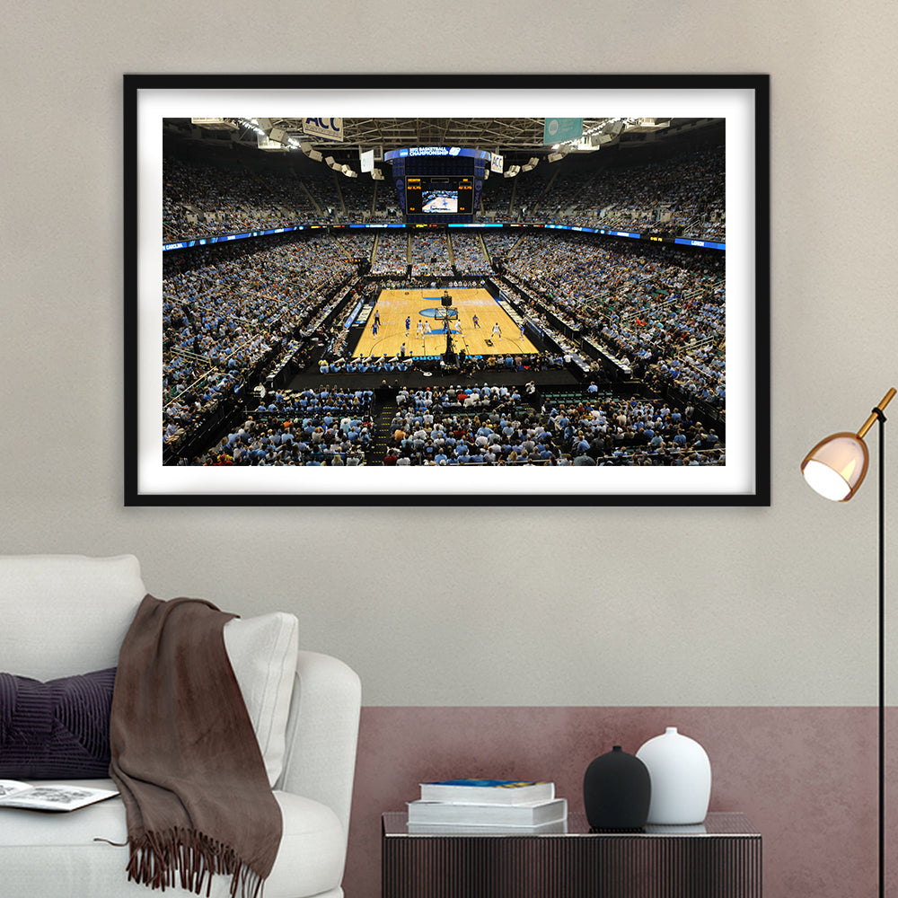 Greensboro Coliseum Complex, Stadium Canvas, Sport Art, Gift for him, White Border Framed Art Print Wall Decor