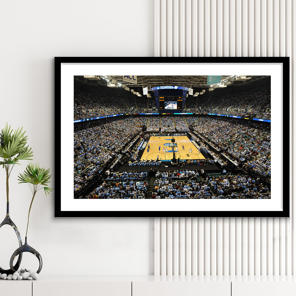 Greensboro Coliseum Complex, Stadium Canvas, Sport Art, Gift for him, White Border Framed Art Print Wall Decor