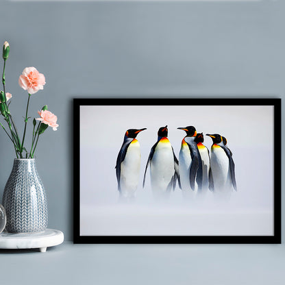 Group Of Six King Penguins Wall Art, Falkland Islands Wall Decor, Antarctica Large Art, Framed Art Print, Picture Framed