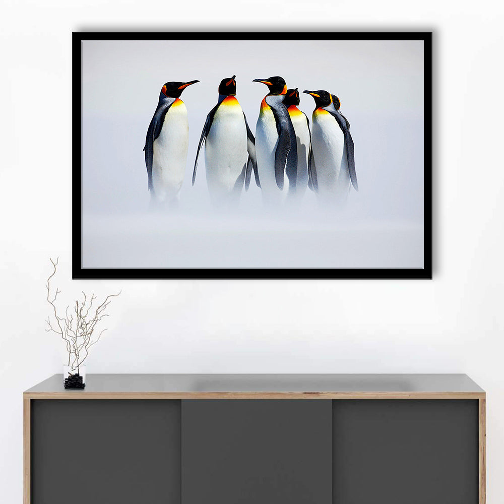 Group Of Six King Penguins Wall Art, Falkland Islands Wall Decor, Antarctica Large Art, Framed Art Print, Picture Framed