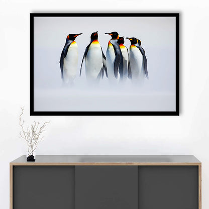 Group Of Six King Penguins Wall Art, Falkland Islands Wall Decor, Antarctica Large Art, Framed Art Print, Picture Framed