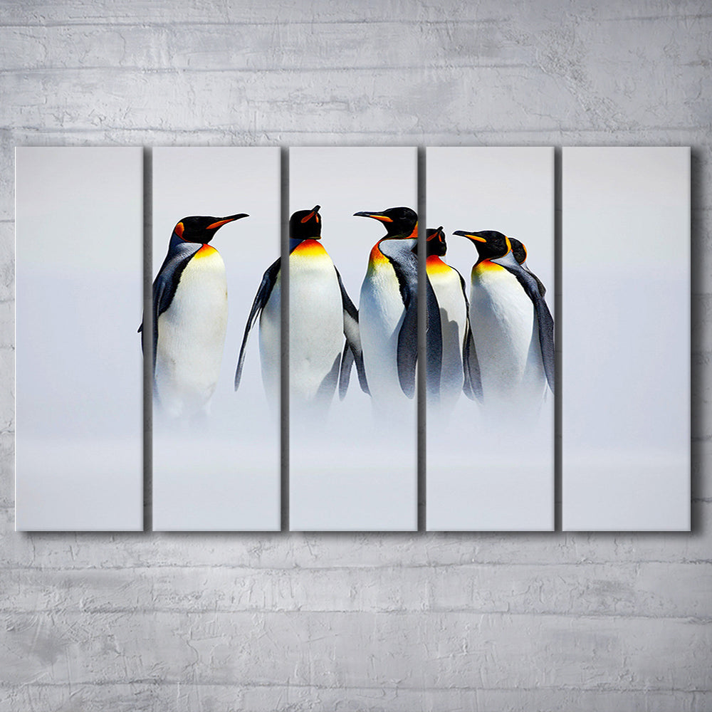 Group of Six King Penguins Wall Art, Falkland Islands Wall Decor, 5 Piece B Extra Large Cavas Print Wall Art Decor