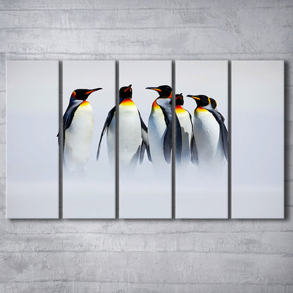 Group of Six King Penguins Wall Art, Falkland Islands Wall Decor, 5 Piece B Extra Large Cavas Print Wall Art Decor