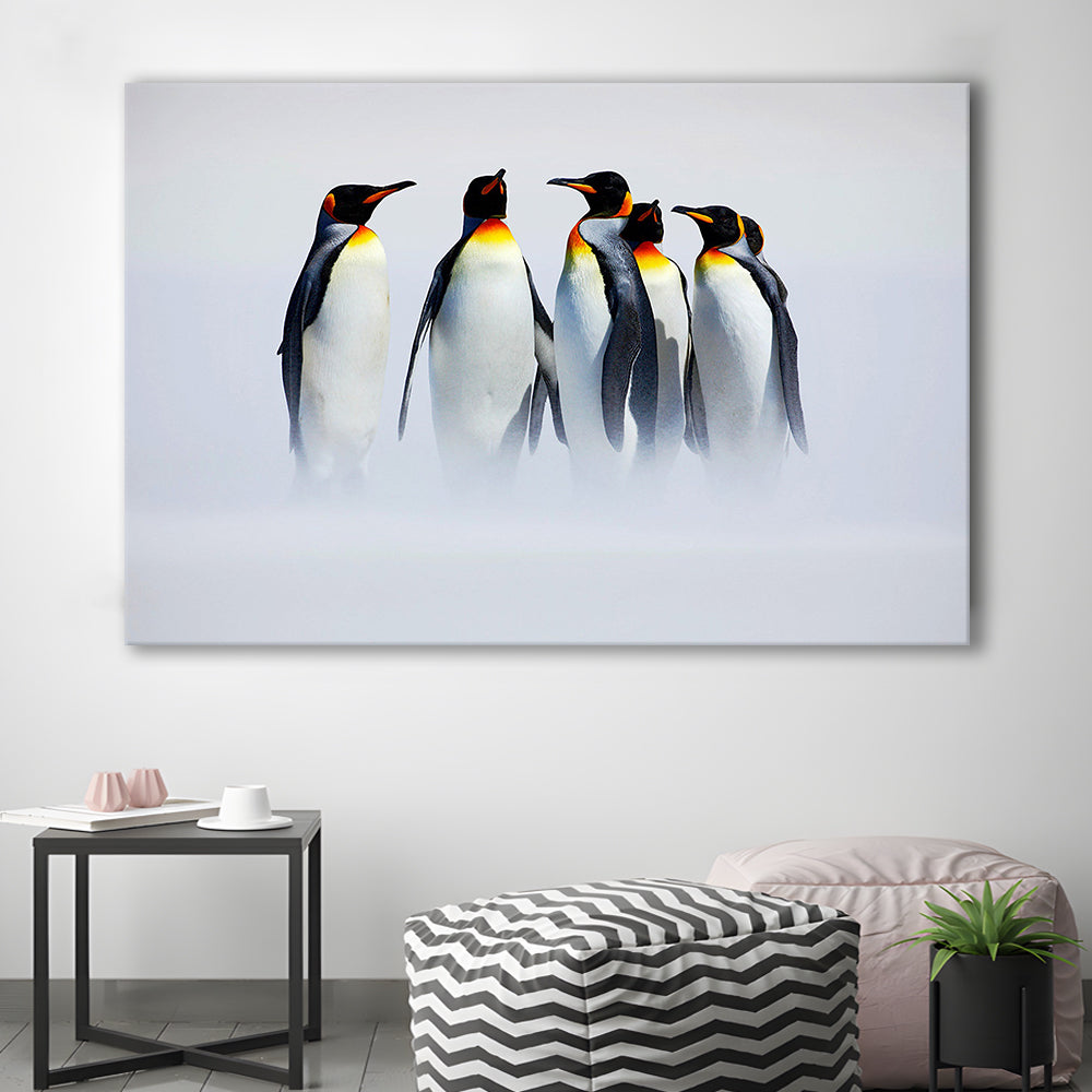 Group of Six King Penguins Wall Art, Falkland Islands Wall Decor, Antarctica Large Canvas, Cavas Print Wall Art Hom Decor
