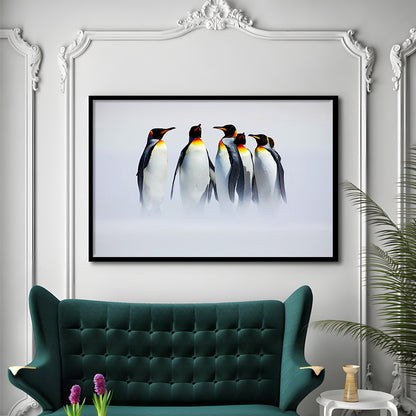 Group Of Six King Penguins Wall Art, Falkland Islands Wall Decor, Antarctica Large Art, Framed Art Print, Picture Framed