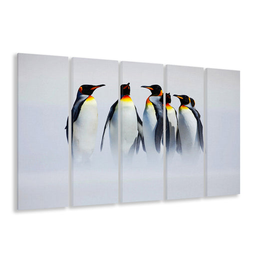 Group of Six King Penguins Wall Art, Falkland Islands Wall Decor, 5 Piece B Extra Large Cavas Print Wall Art Decor