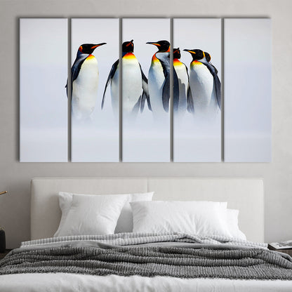 Group of Six King Penguins Wall Art, Falkland Islands Wall Decor, 5 Piece B Extra Large Cavas Print Wall Art Decor