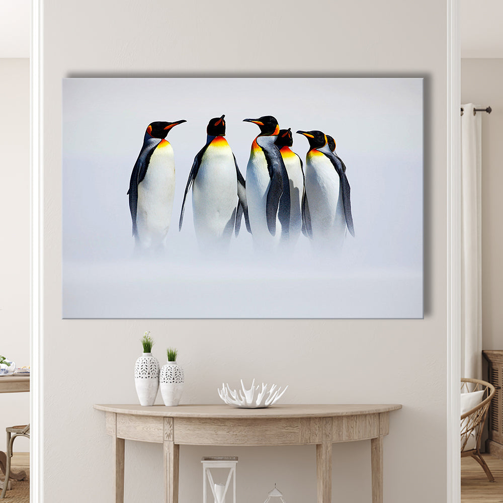 Group of Six King Penguins Wall Art, Falkland Islands Wall Decor, Antarctica Large Canvas, Cavas Print Wall Art Hom Decor