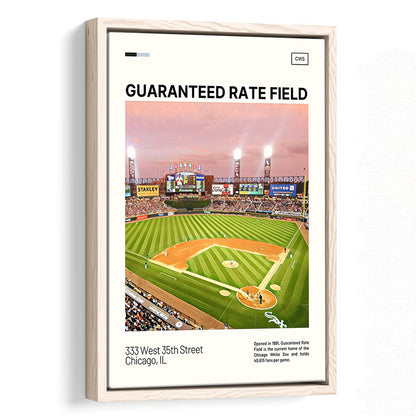 Guaranteed Rate Field Print, Chicago White Sox Stadium Canvas Art, Man Cave Gift, Floating Framed Canvas Print Wall Art