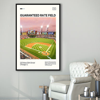 Guaranteed Rate Field Print, Chicago White Sox Stadium Canvas Art, Man Cave Gift, Floating Framed Canvas Print Wall Art