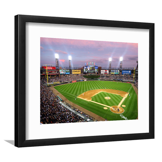 Guaranteed Rate Field, Stadium Canvas, Sport Art, Gift for him, White Border Framed Art Print Wall Decor