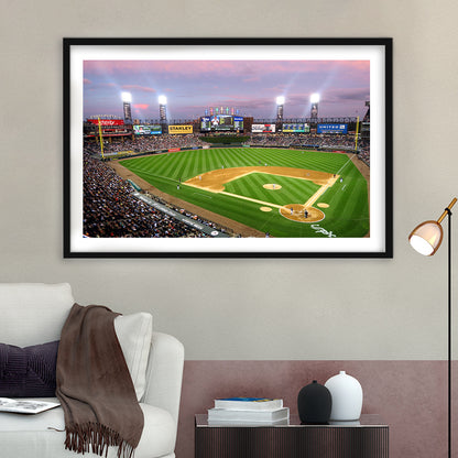 Guaranteed Rate Field, Stadium Canvas, Sport Art, Gift for him, White Border Framed Art Print Wall Decor