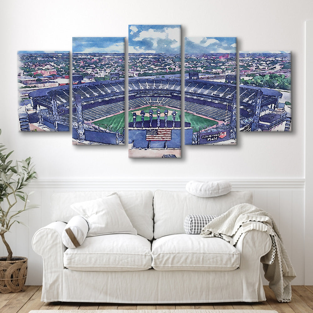 Guaranteed Rate Field WaterColor, Chicago Illinois Baseball Watercolor, Sport Art, Mixed 5 Panel, Canvas Print Wall Art
