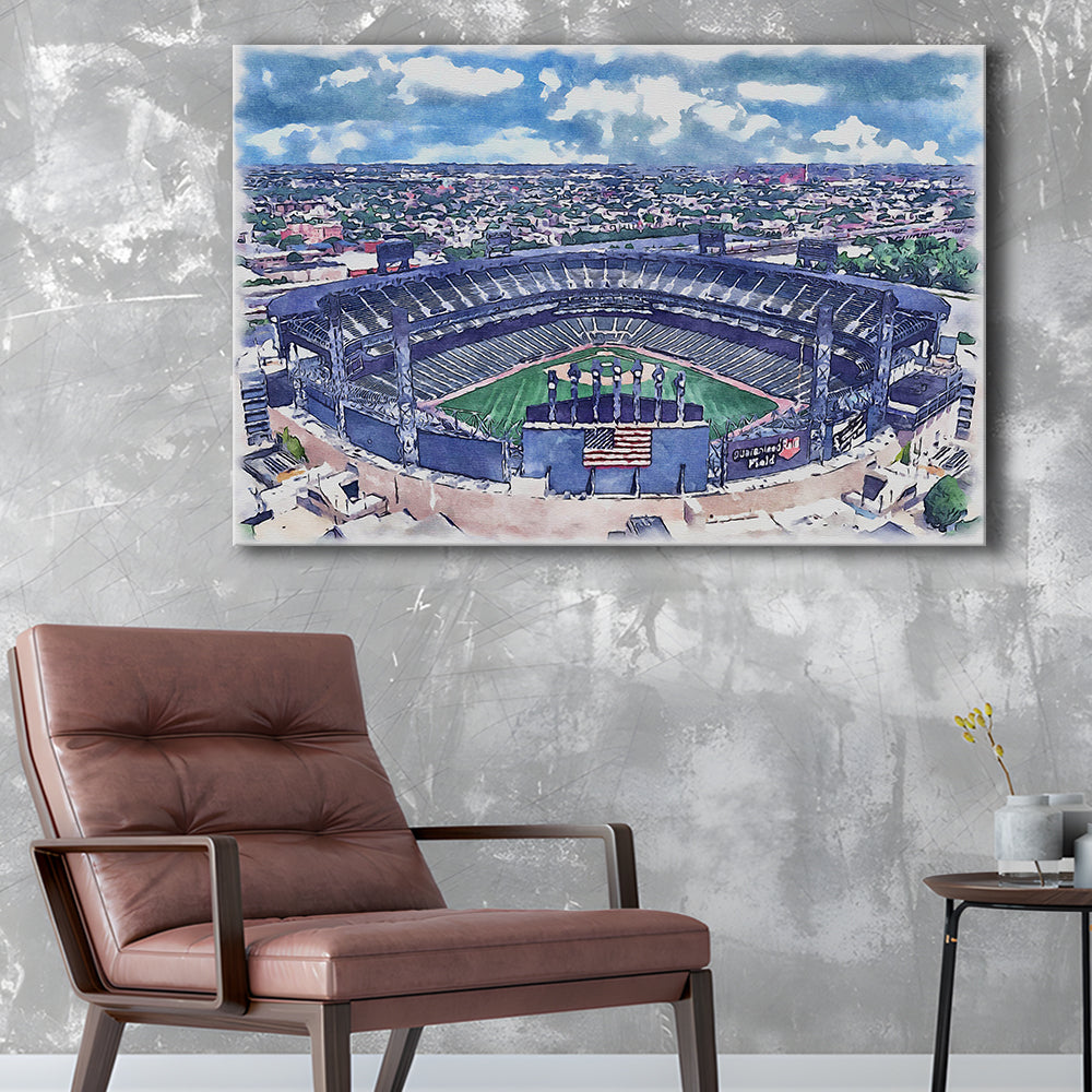 Guaranteed Rate Field WaterColor, Chicago Illinois Baseball Watercolor, Sport Art, Gifts for him, Canvas Print Wall Art