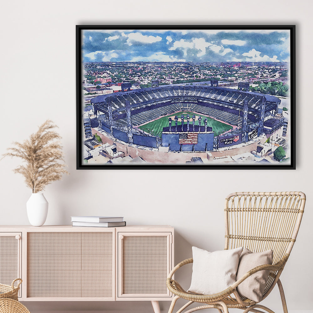 Guaranteed Rate Field WaterColor, Chicago Illinois Baseball Watercolor, Sport Gift Art, Framed Canvas Print Wall Art