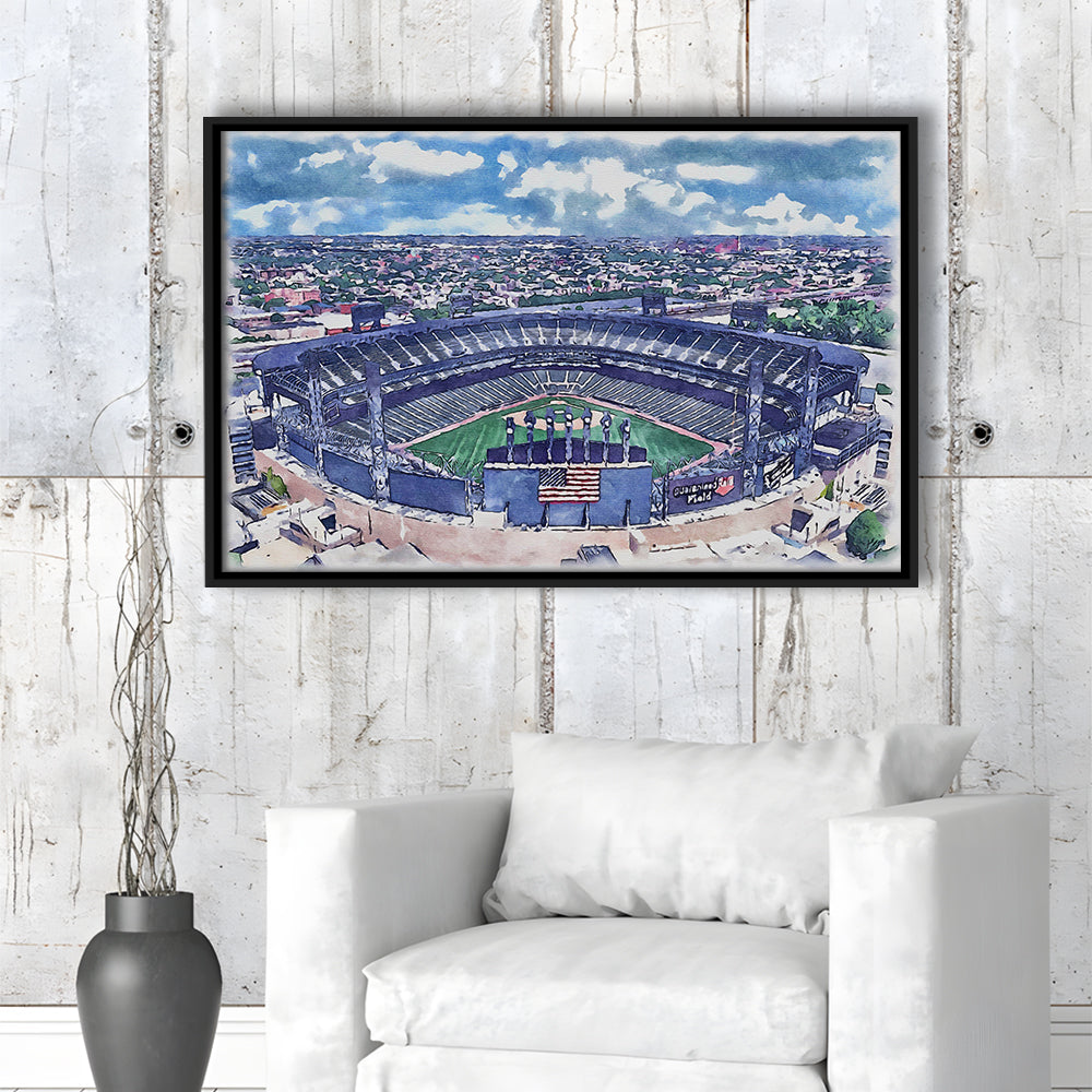 Guaranteed Rate Field WaterColor, Chicago Illinois Baseball Watercolor, Sport Gift Art, Framed Canvas Print Wall Art