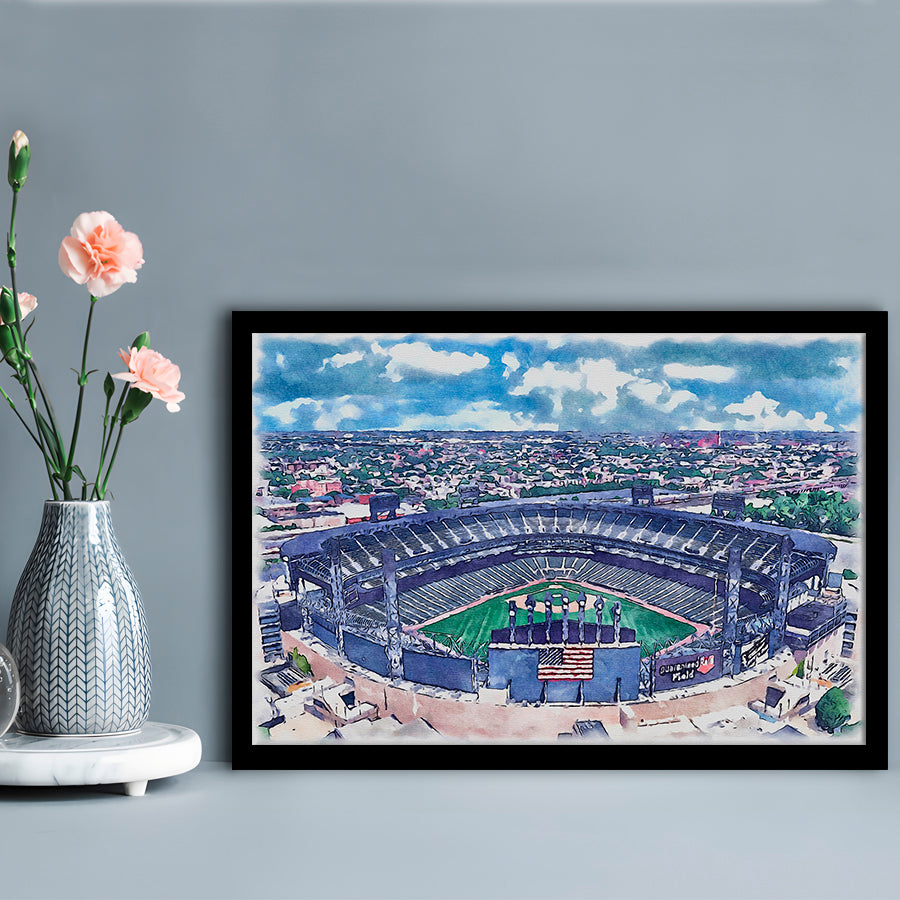 Guaranteed Rate Field WaterColor, Chicago Illinois Baseball Watercolor, Sport Gift Art, Framed Art Print Wall Decor