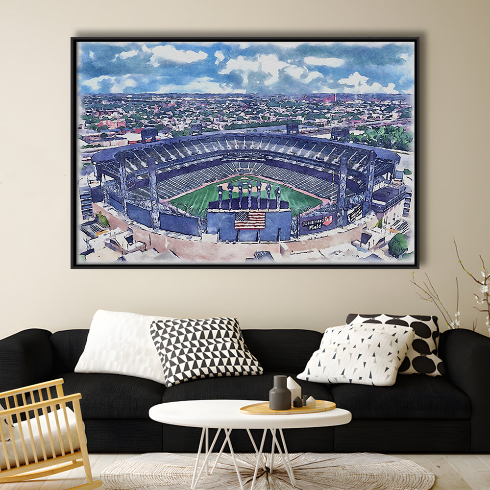 Guaranteed Rate Field WaterColor, Chicago Illinois Baseball Watercolor, Sport Gift Art, Framed Canvas Print Wall Art