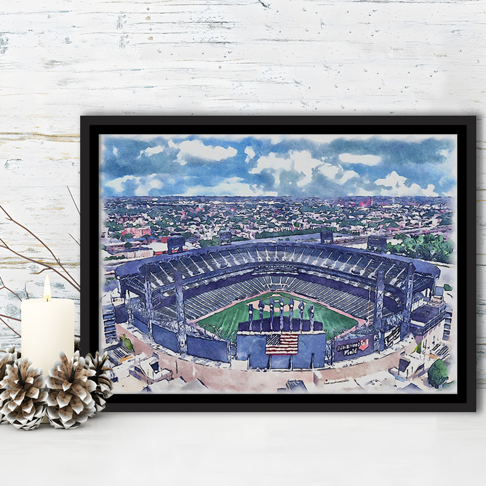Guaranteed Rate Field WaterColor, Chicago Illinois Baseball Watercolor, Sport Gift Art, Framed Canvas Print Wall Art
