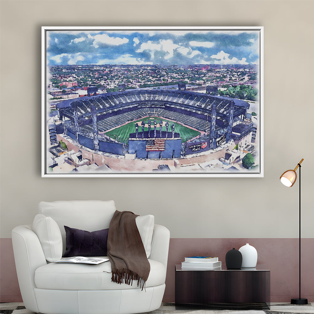 Guaranteed Rate Field WaterColor, Chicago Illinois Baseball Watercolor, Sport Gift Art, Framed Canvas Print Wall Art