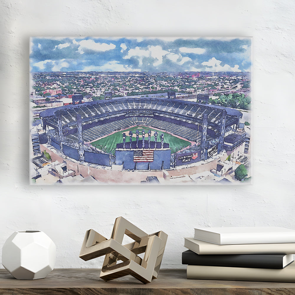 Guaranteed Rate Field WaterColor, Chicago Illinois Baseball Watercolor, Sport Art, Gifts for him, Canvas Print Wall Art