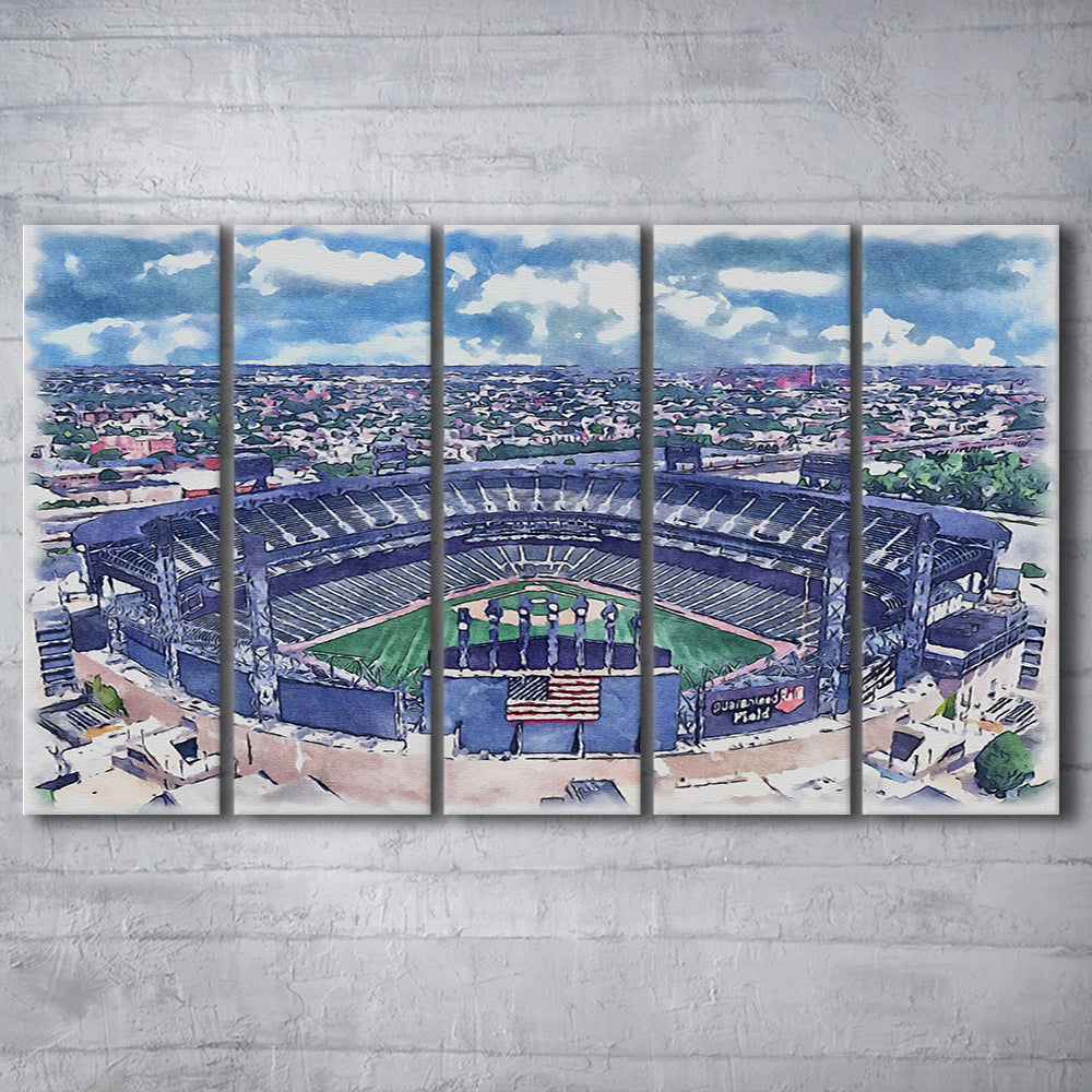 Guaranteed Rate Field WaterColor, Chicago Illinois Baseball Watercolor, Sport Art, Extra Large Canvas Print Wall Art