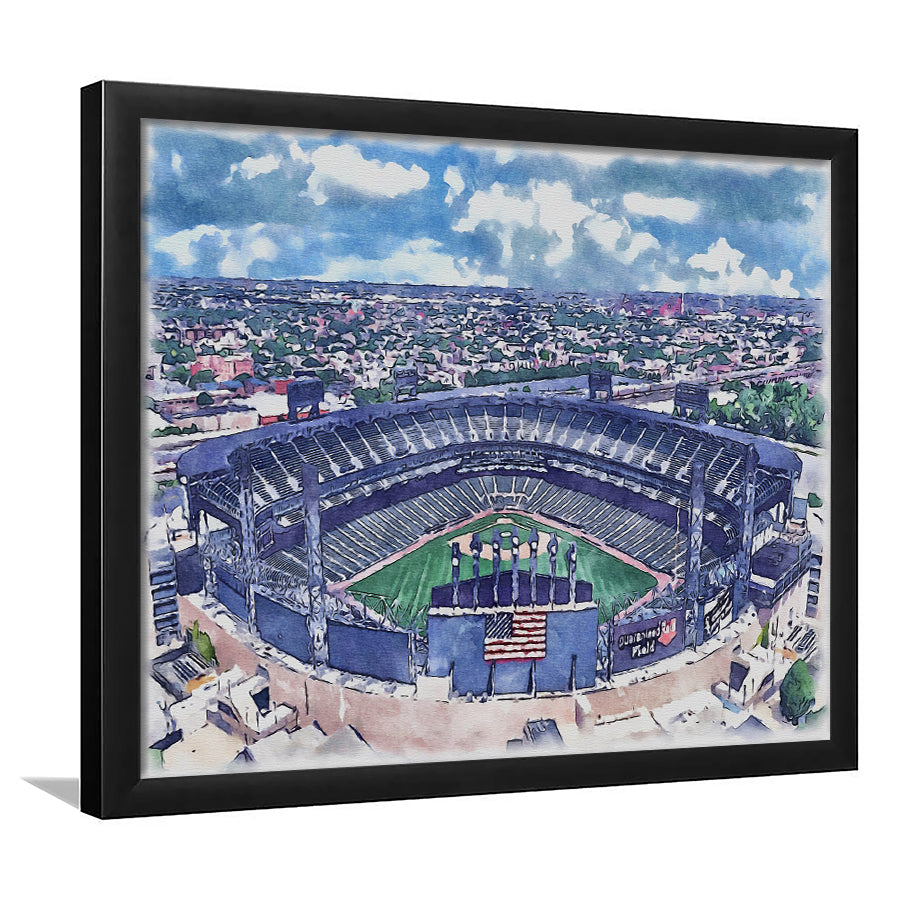 Guaranteed Rate Field WaterColor, Chicago Illinois Baseball Watercolor, Sport Gift Art, Framed Art Print Wall Decor