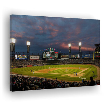 Guaranteed Rate Field at Night, Stadium Canvas, Sport Art, Gift for him, Man Cave Decor, Art Print, Canvas Print Wall Art