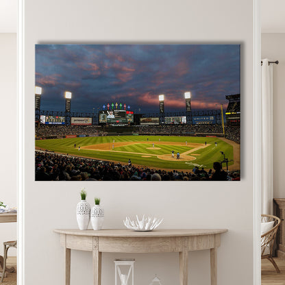 Guaranteed Rate Field at Night, Stadium Canvas, Sport Art, Gift for him, Man Cave Decor, Art Print, Canvas Print Wall Art
