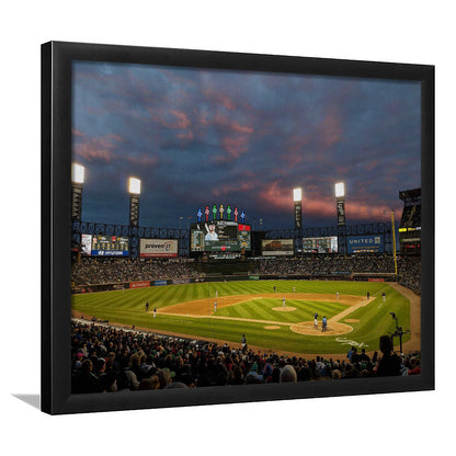Guaranteed Rate Field at Night, Stadium Canvas, Sport Art, Gift for him, Framed Art Print Wall Decor, Picture Framed