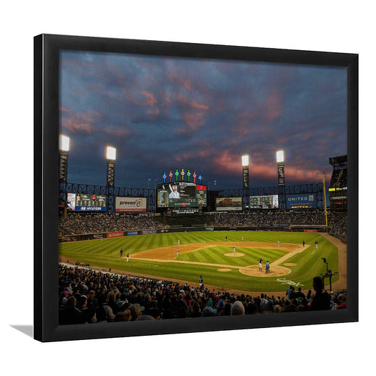 Guaranteed Rate Field at Night, Stadium Canvas, Sport Art, Gift for him, Framed Art Print Wall Decor, Picture Framed