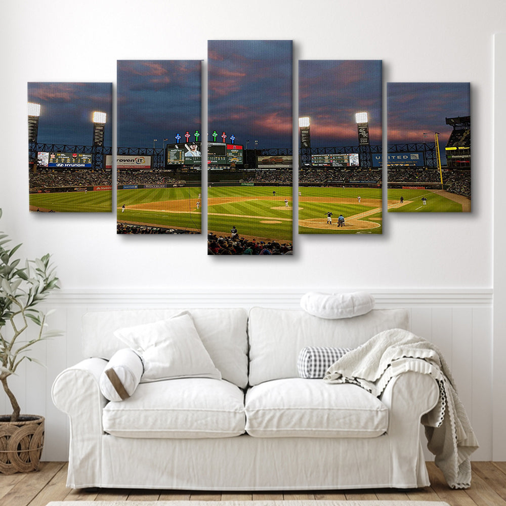 Guaranteed Rate Field at Night, Stadium Canvas, Sport Art, Gift for him, 5 Panel, Large Canvas, Canvas Print Wall Art