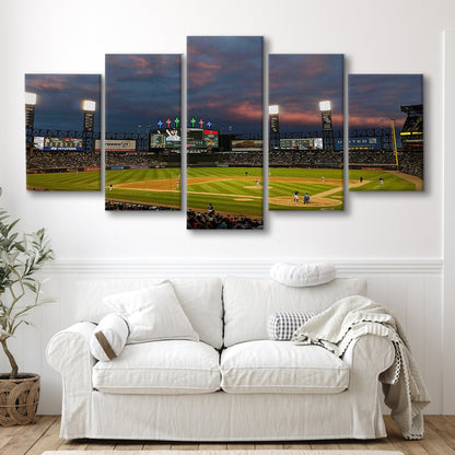 Guaranteed Rate Field at Night, Stadium Canvas, Sport Art, Gift for him, 5 Panel, Large Canvas, Canvas Print Wall Art