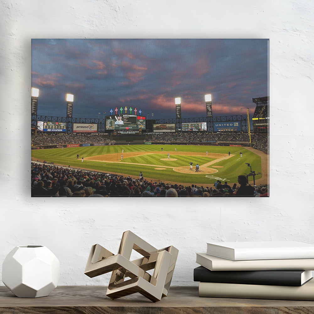 Guaranteed Rate Field at Night, Stadium Canvas, Sport Art, Gift for him, Man Cave Decor, Art Print, Canvas Print Wall Art